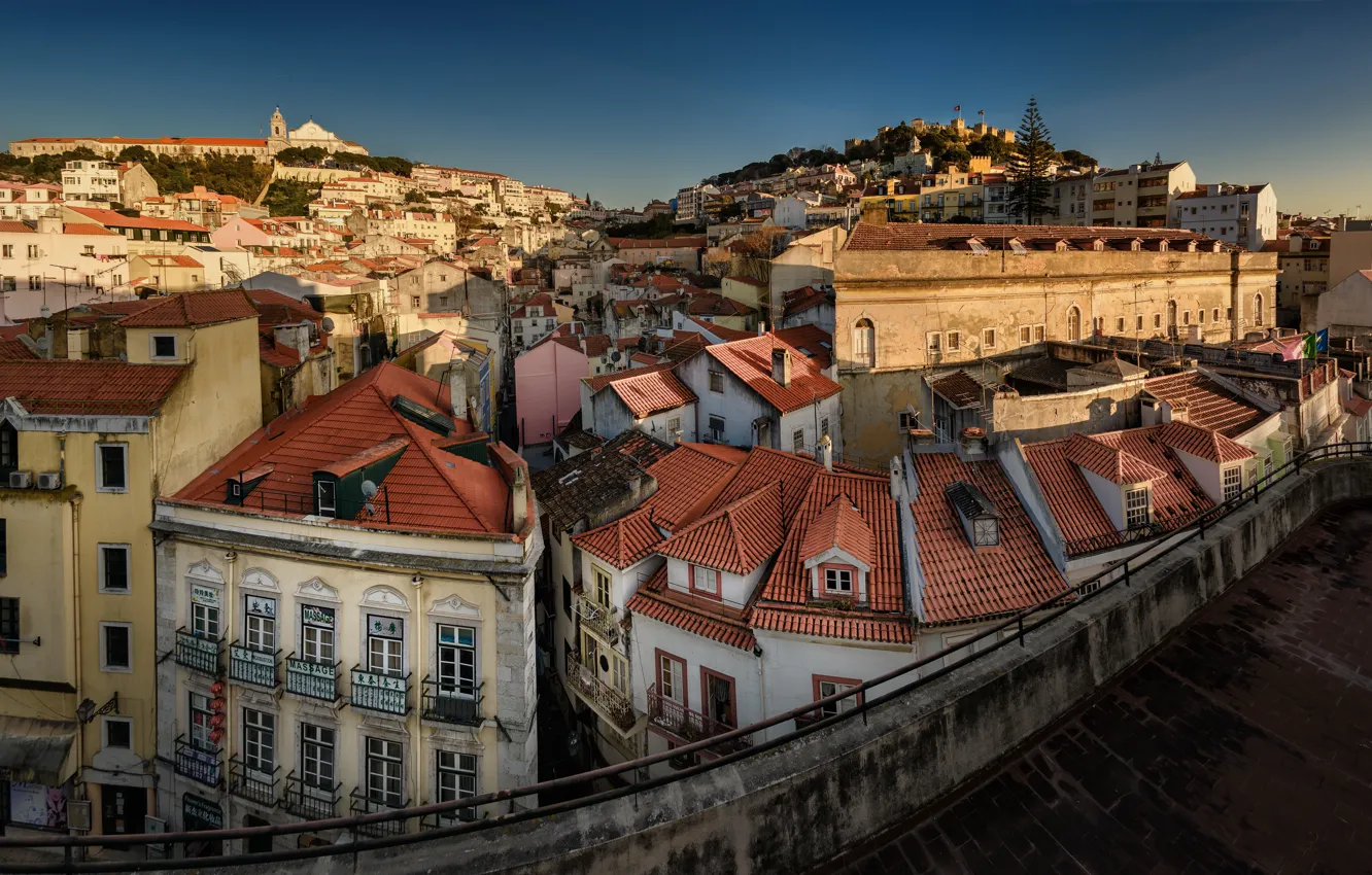 Photo wallpaper home, roof, panorama, Portugal, Lisbon