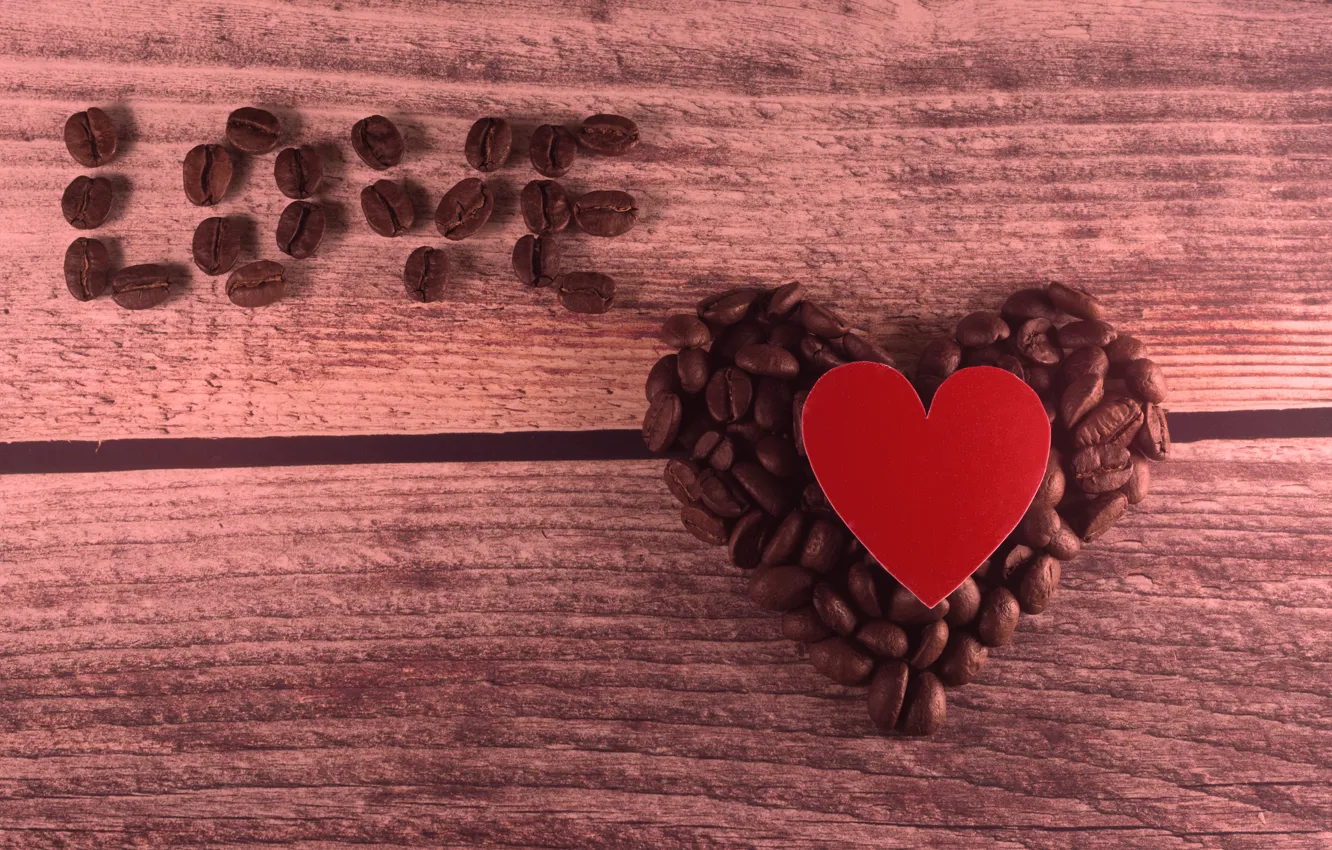 Photo wallpaper love, heart, coffee, grain, love, heart, romantic, valentines