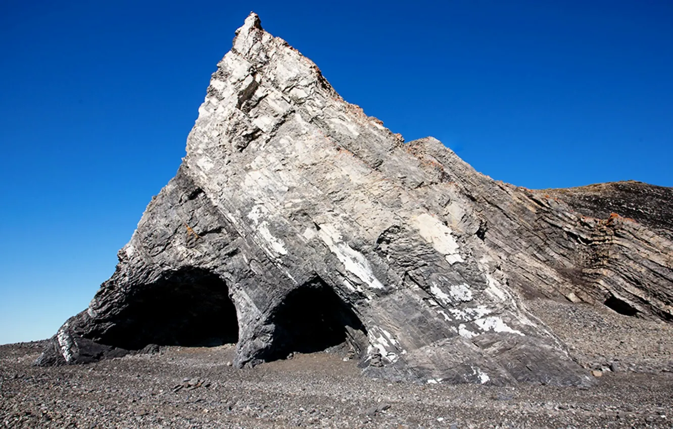 Photo wallpaper the sky, stones, Russia, North, Taymyr, cave Middendorf