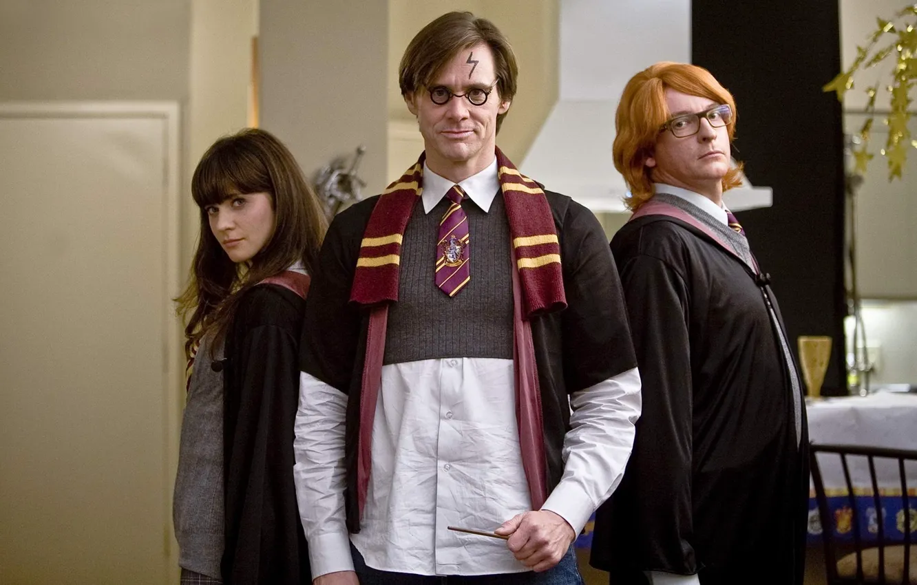 Photo wallpaper scarf, Jim Carrey, wand, scar, Yes Man, Always say "Yes", Harry Potter
