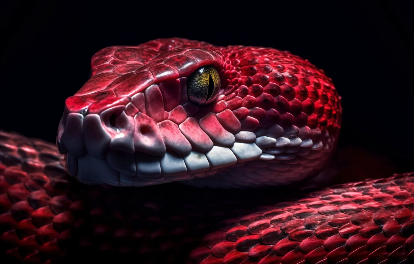 Photo wallpaper eyes, face, animal, danger, snake, black background, reptile, closeup