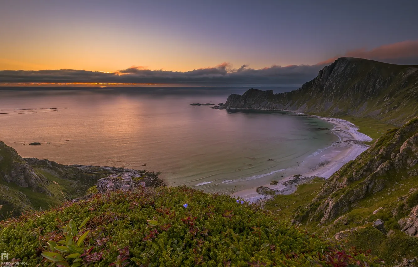 Photo wallpaper sea, beach, dawn, coast