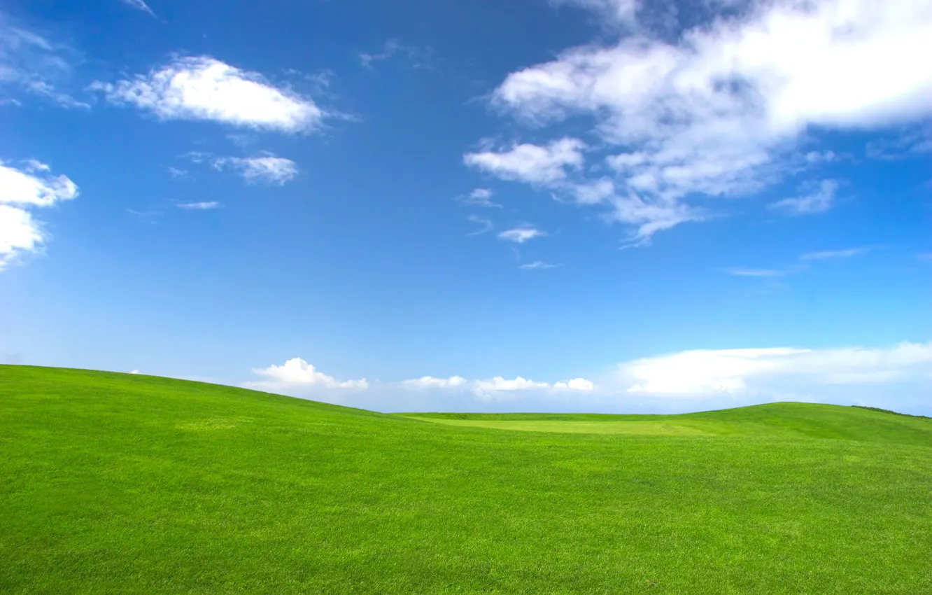 Photo wallpaper field, the sky, grass, clouds, hills, landscapes, field, cloud