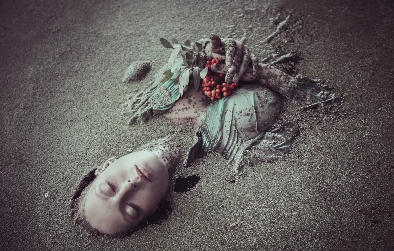 Photo wallpaper sand, girl, the situation