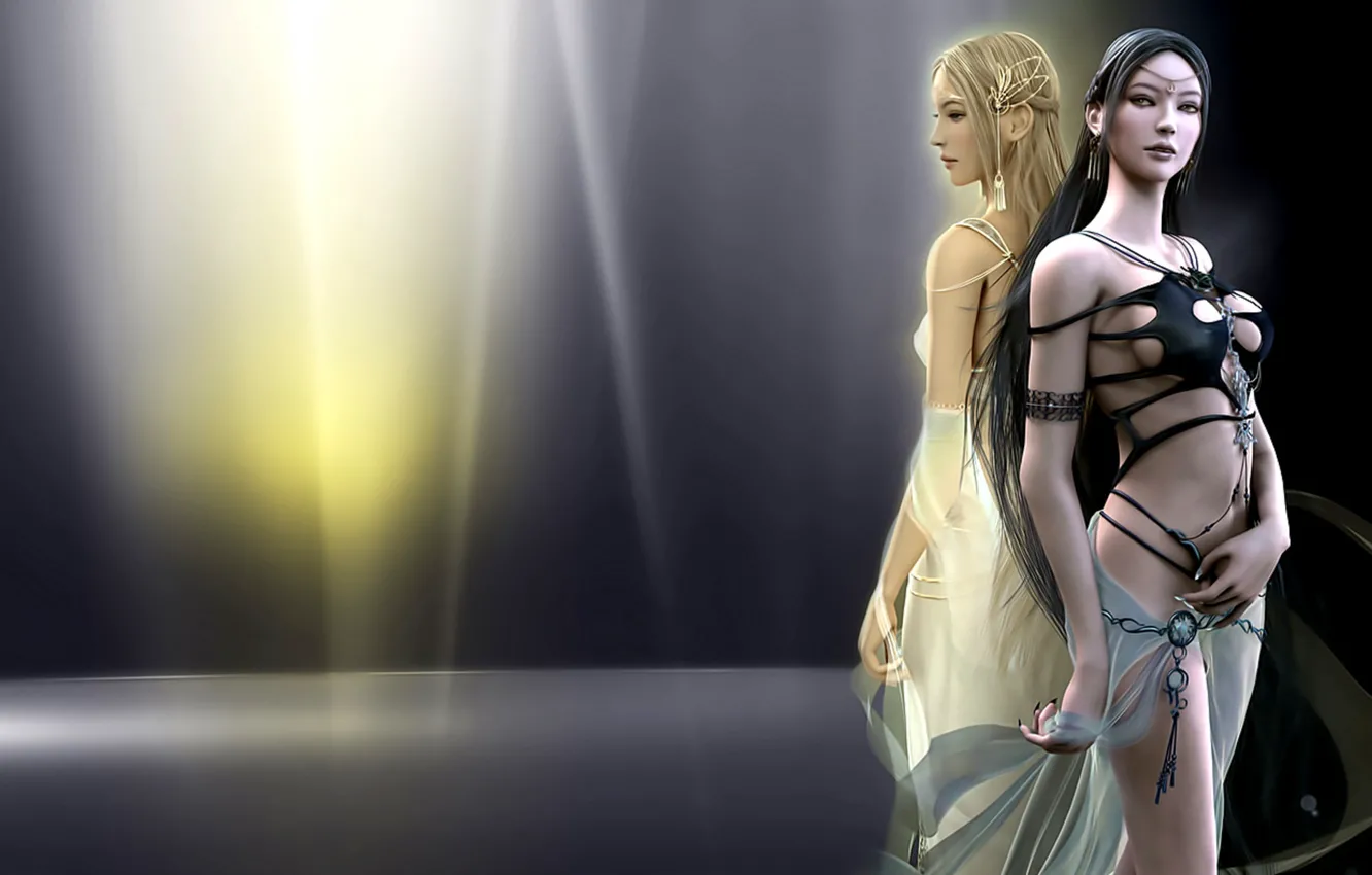 Photo wallpaper elf, goddess, fantasy world, Riel (Union Of Fury), the fight between the two goddesses, Drada …