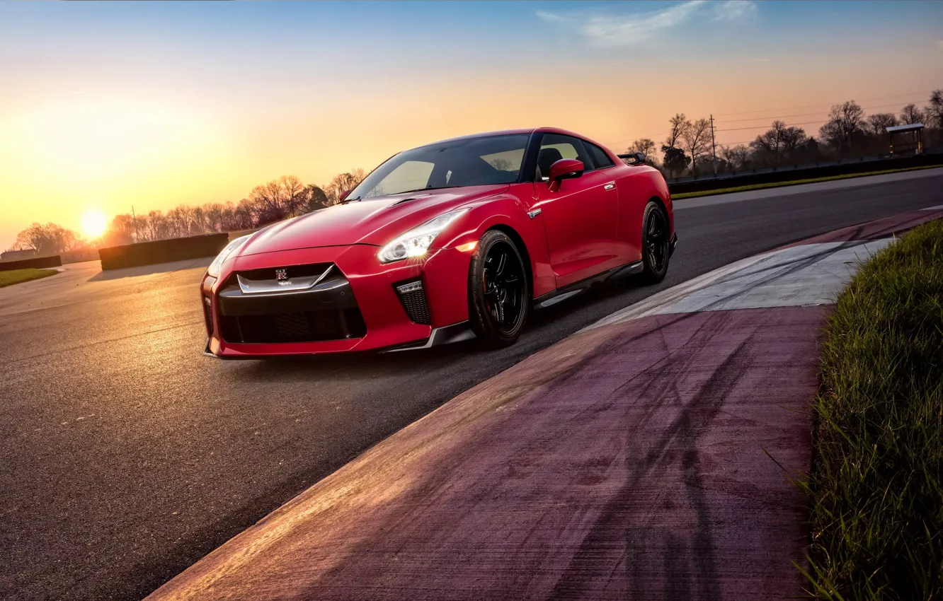 Photo wallpaper sunset, GTR, supercar, Nissan, GT-R, Track Edition, 2017