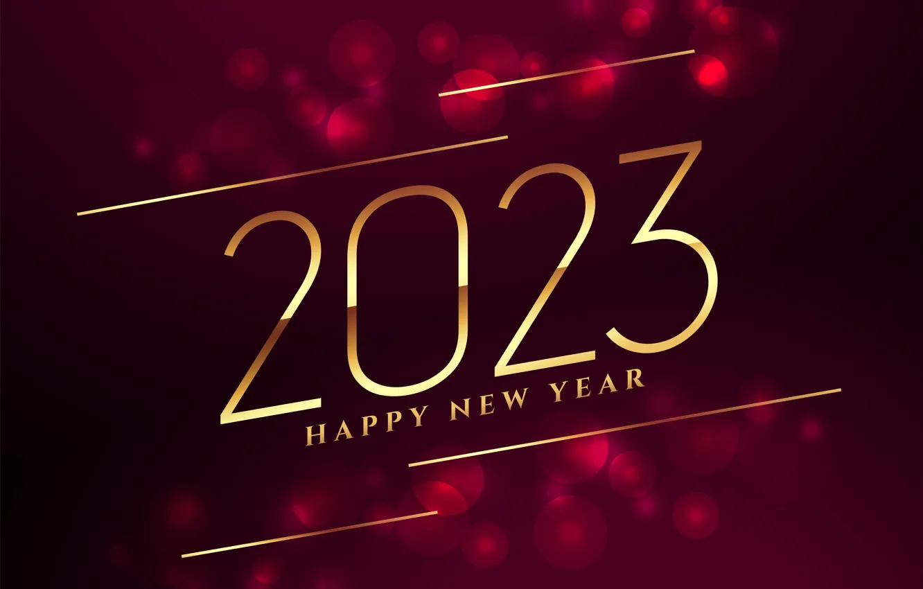 Photo wallpaper line, glare, lights, the inscription, figures, New year, gold, date