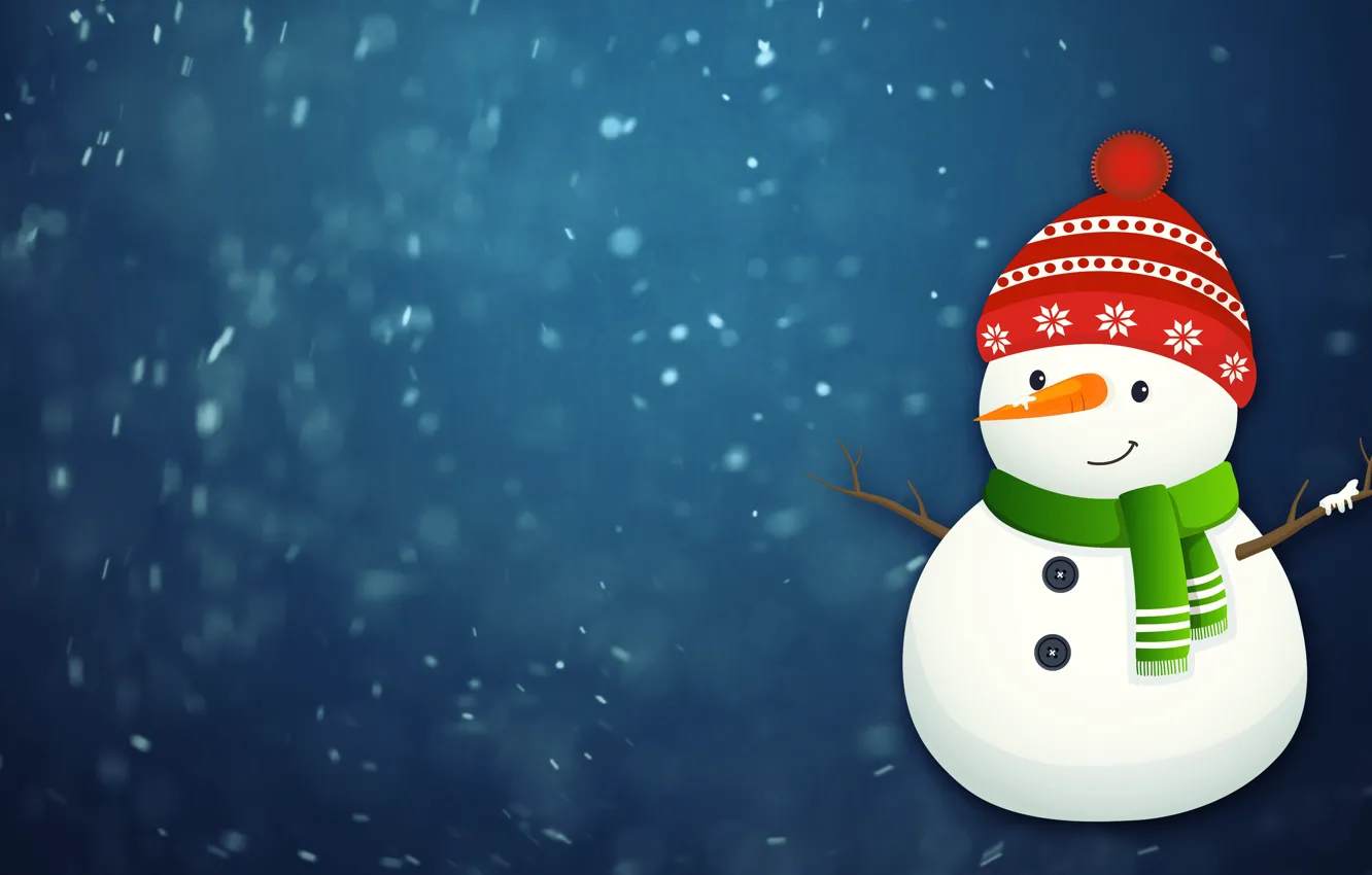 Photo wallpaper winter, snow, background, mood, holiday, hat, new year, minimalism