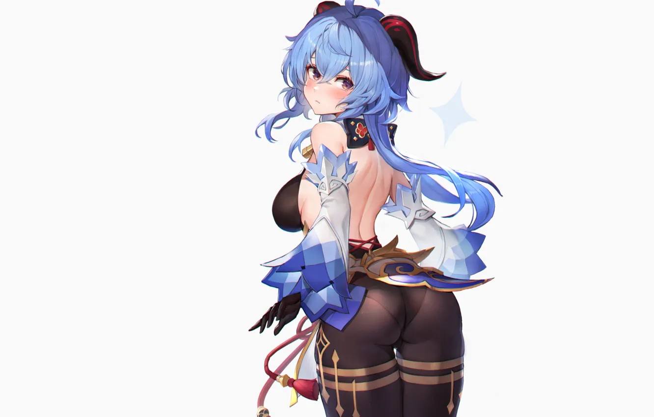 Photo wallpaper girl, sexy, ass, Anime, horns, blue, pretty, butt
