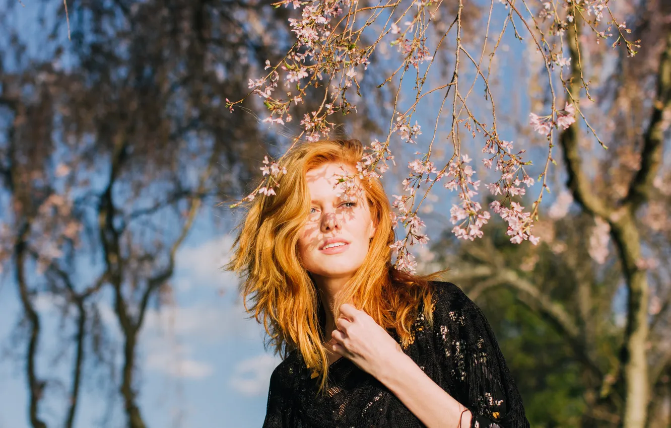 Photo wallpaper girl, portrait, red