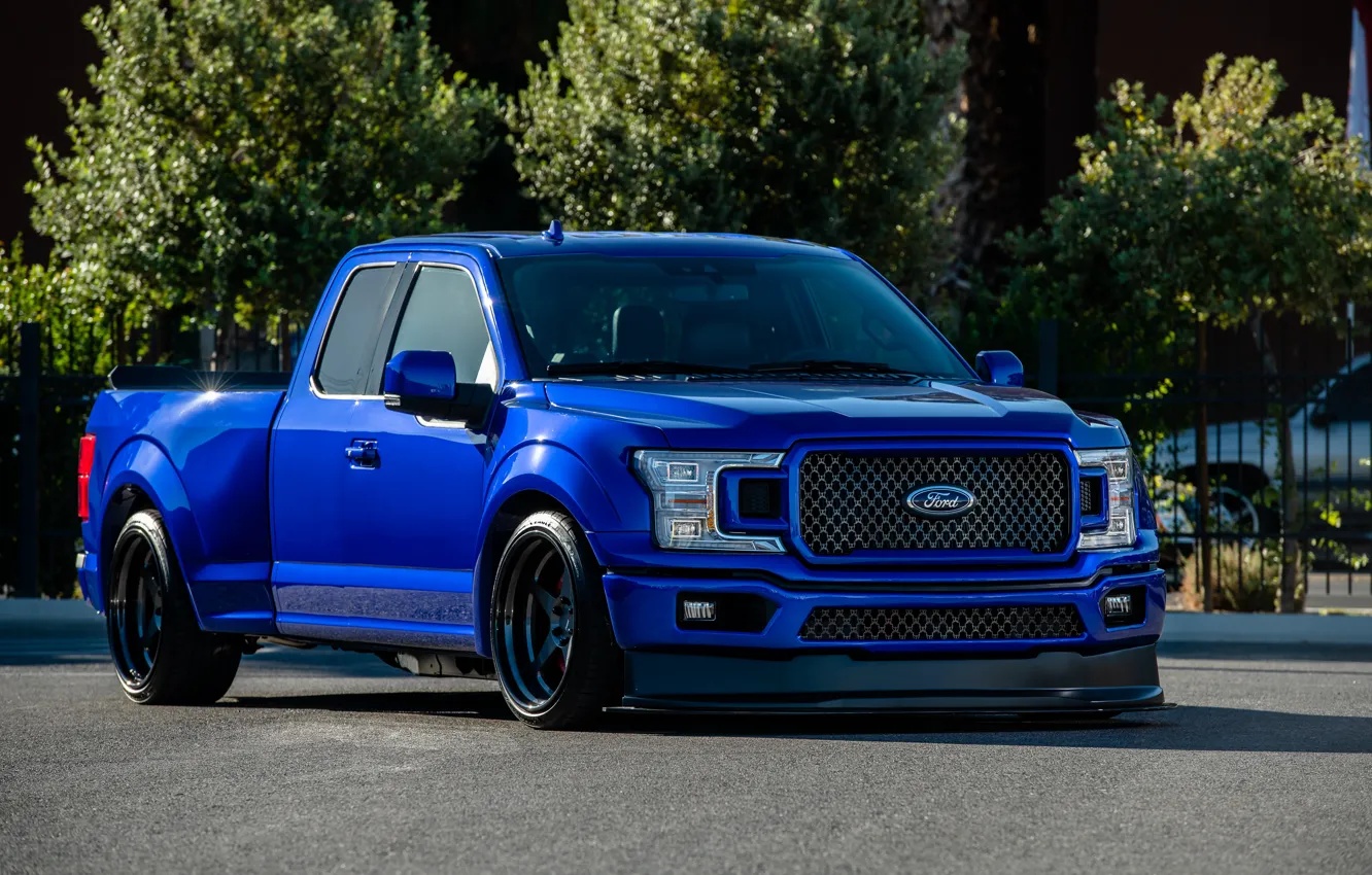 Photo wallpaper Ford, Blue, Front, F-150, Pickup, SuperCab, Ford F-150, 4×2