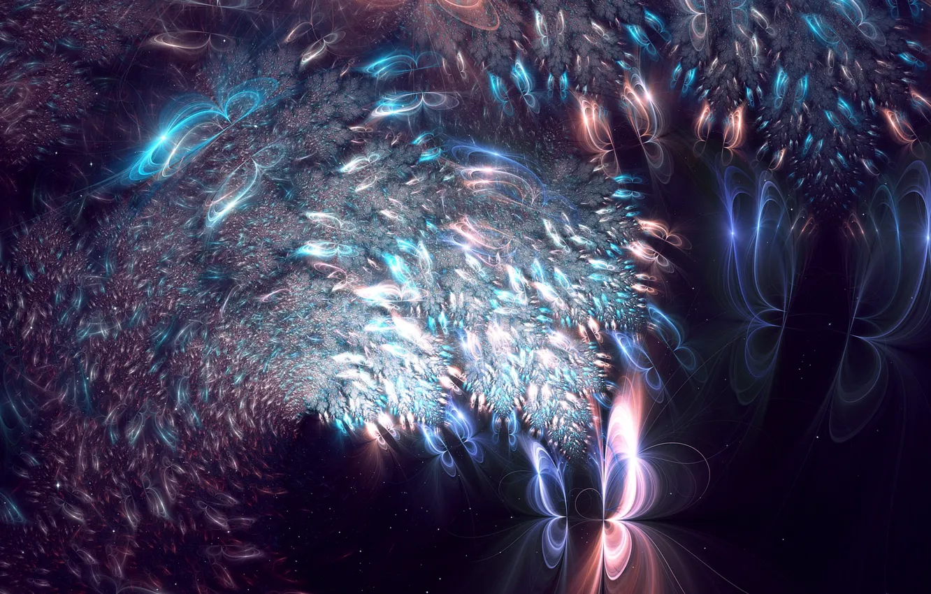 Photo wallpaper wave, background, butterfly, sparks