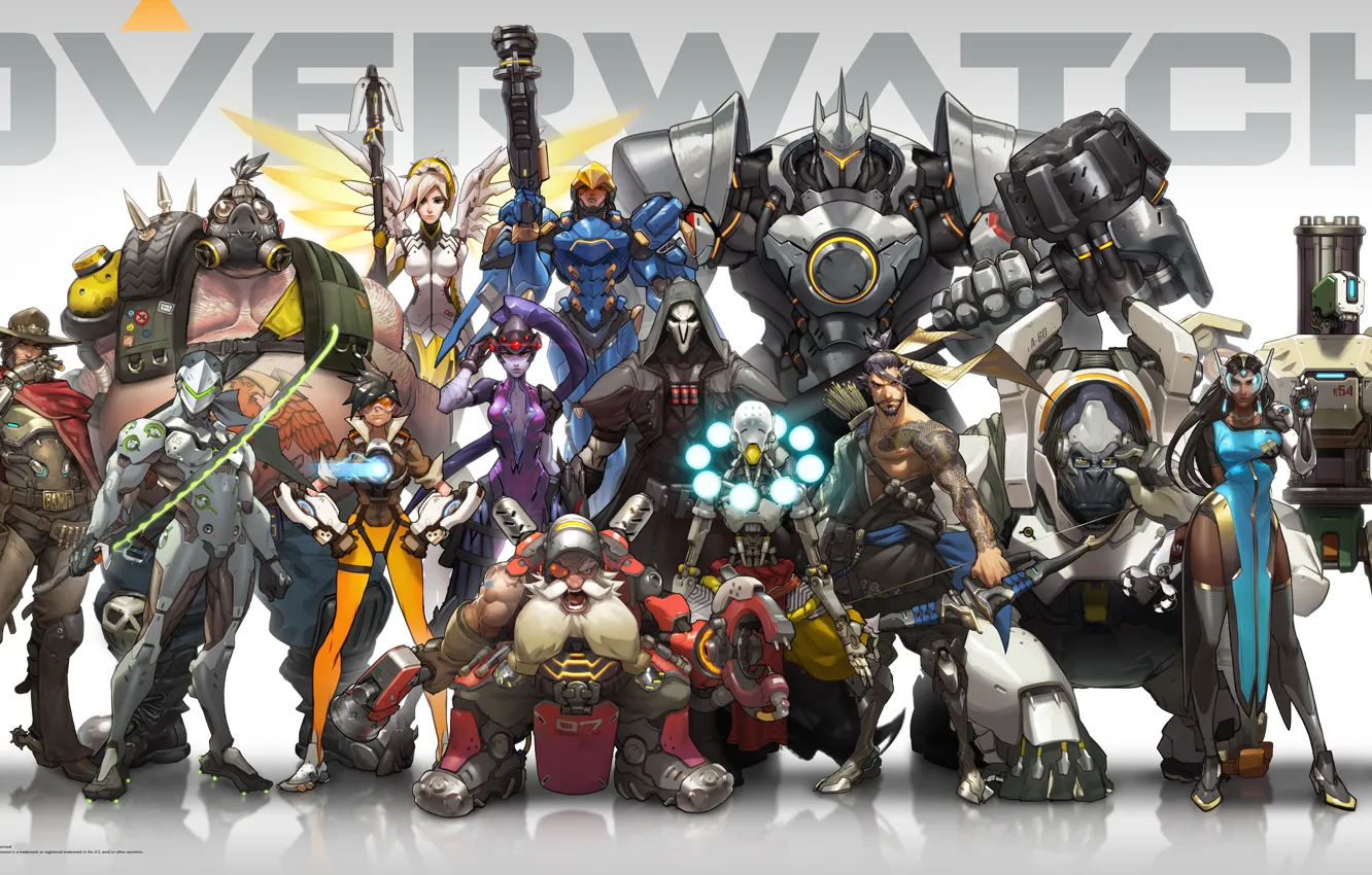 Photo wallpaper Game, Blizzard Entertainment, Reaper, Hanzo, Mei, Bastion, Overwatch, Tracer