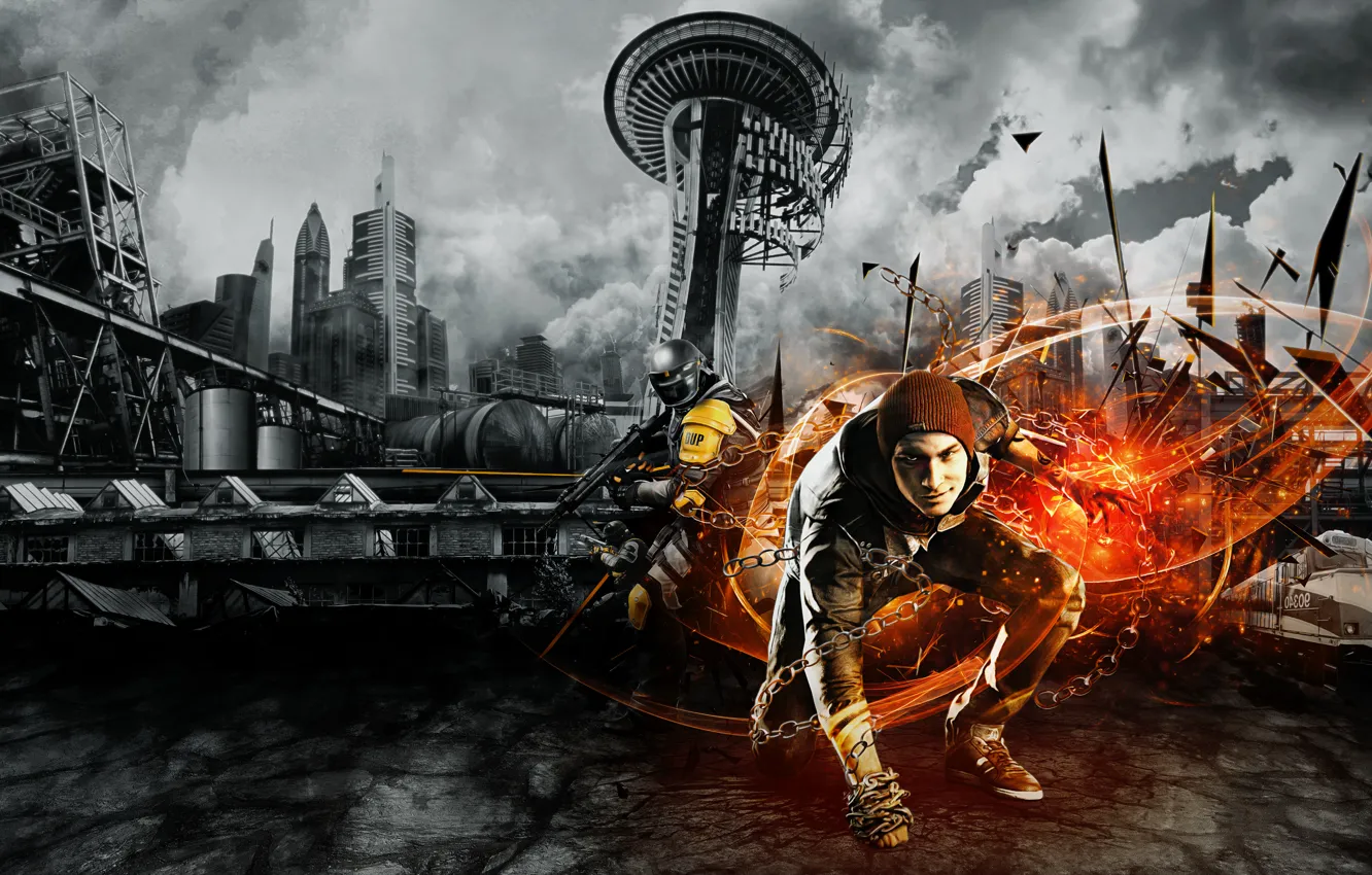 Photo wallpaper Background, Sucker Punch, Video Game, inFamous: Second Son, Delsin Rowe, PS4, Sony Computer Entertainment, Second …