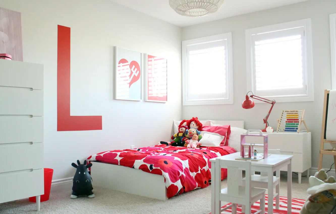 Photo wallpaper design, toys, bed, interior, children's room