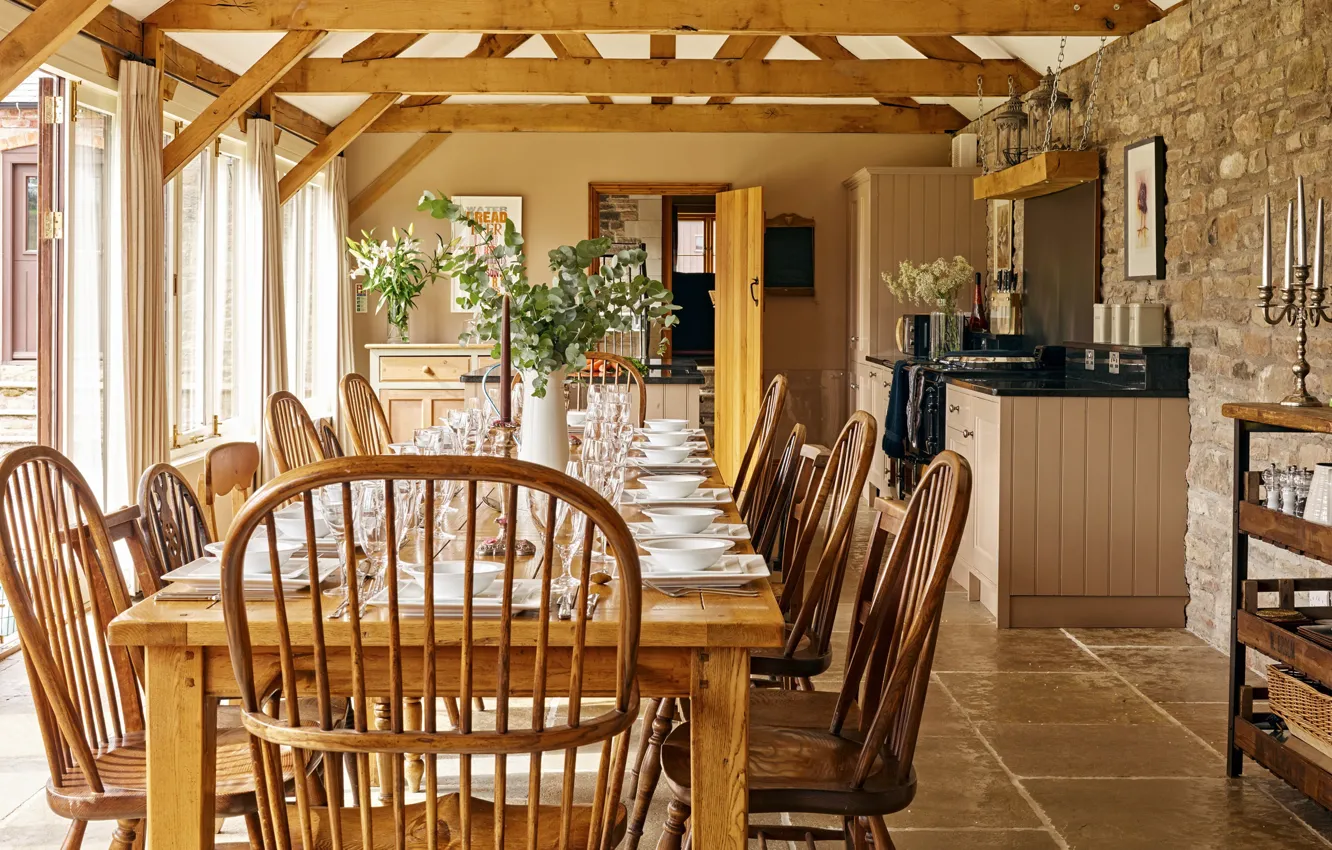 Photo wallpaper design, style, room, interior, kitchen, United Kingdom, dining room, dining area