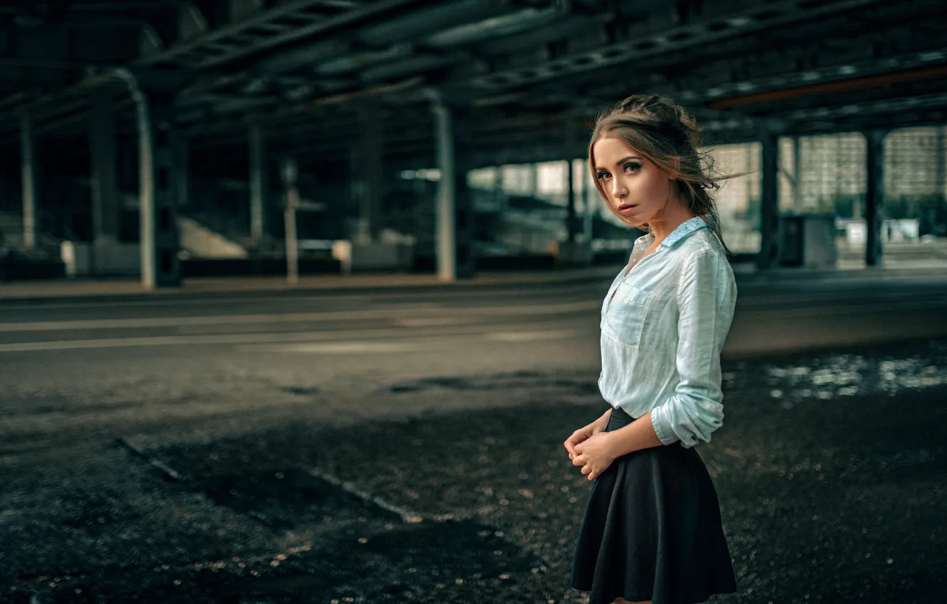 Photo wallpaper look, girl, model, hair, skirt, beautiful, Kseniya Kokoreva