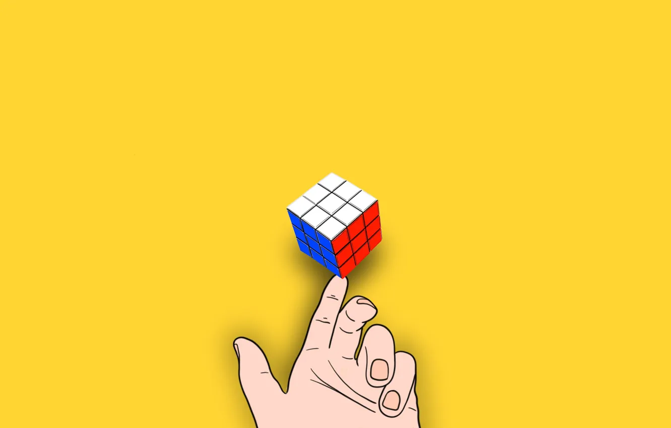 Photo wallpaper yellow, Rubik's cube, the solution to the problem