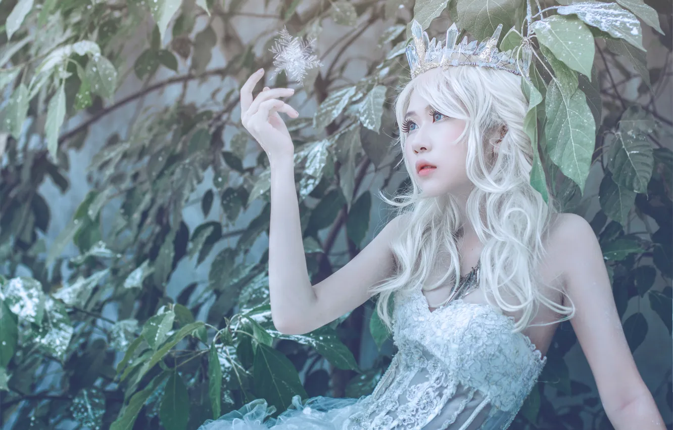 Photo wallpaper snowflake, cosplay, the snow Queen