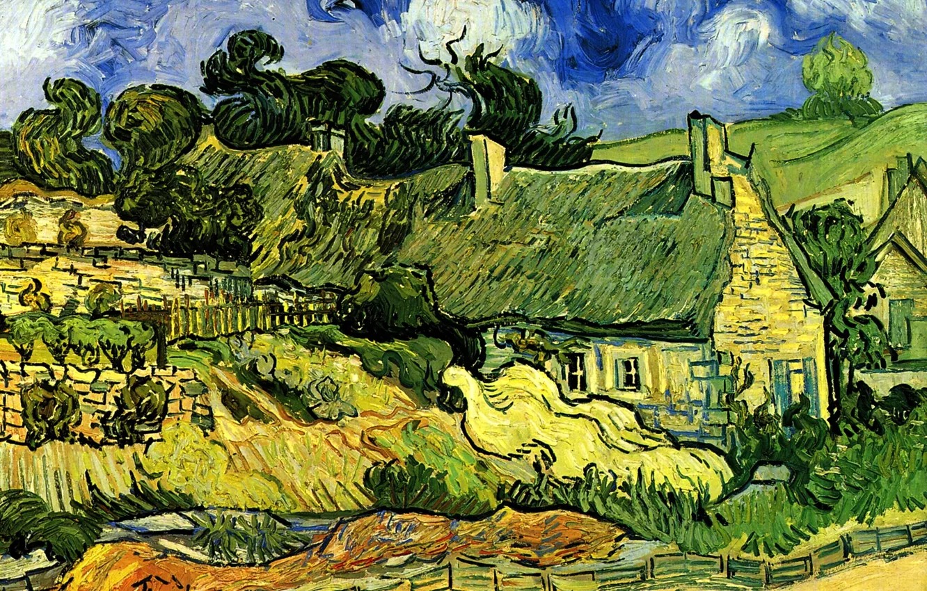 Photo wallpaper house, Vincent van Gogh, Thatched Cottages, at Cordeville