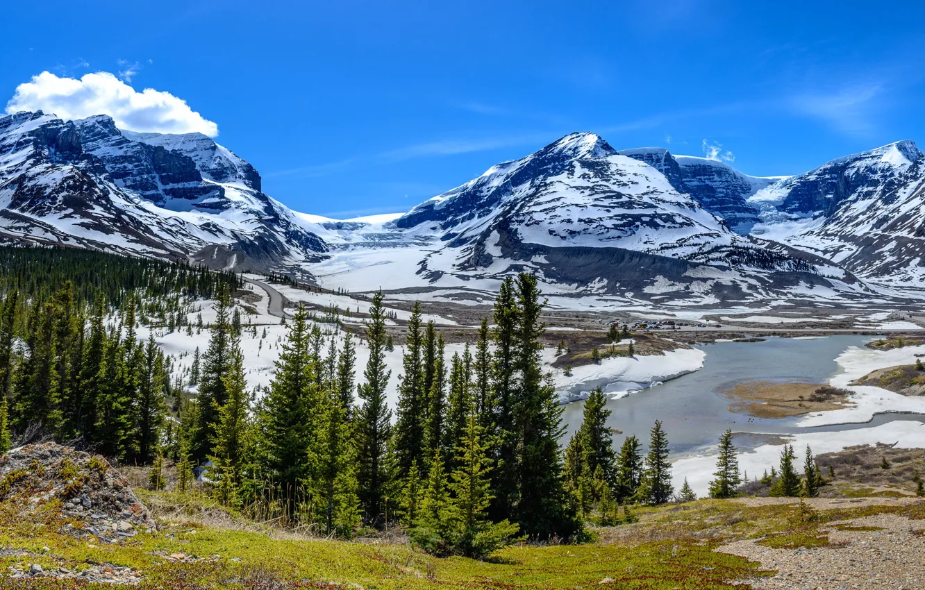 Photo wallpaper landscape, mountains, Canada, panorama, Albert, Jasper National Park