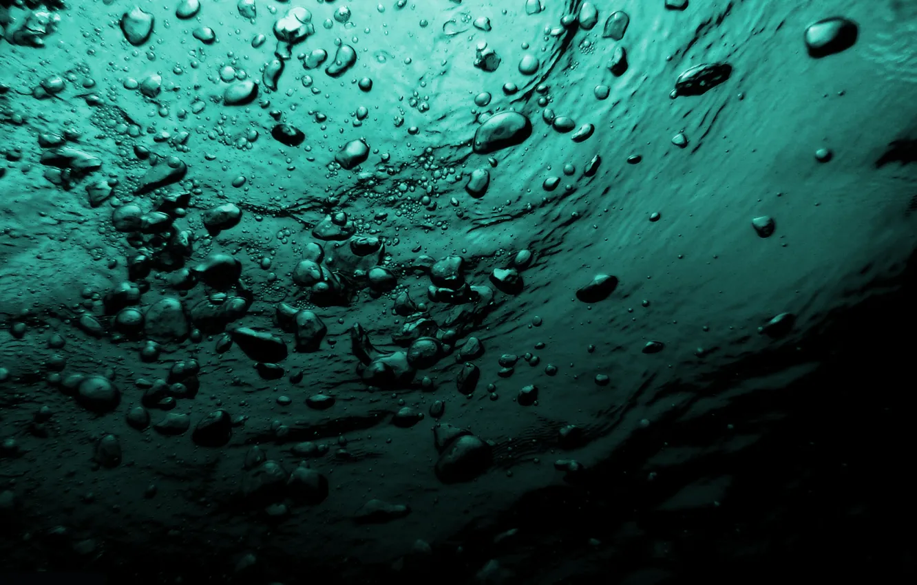 Photo wallpaper sea, water, bubbles, under water