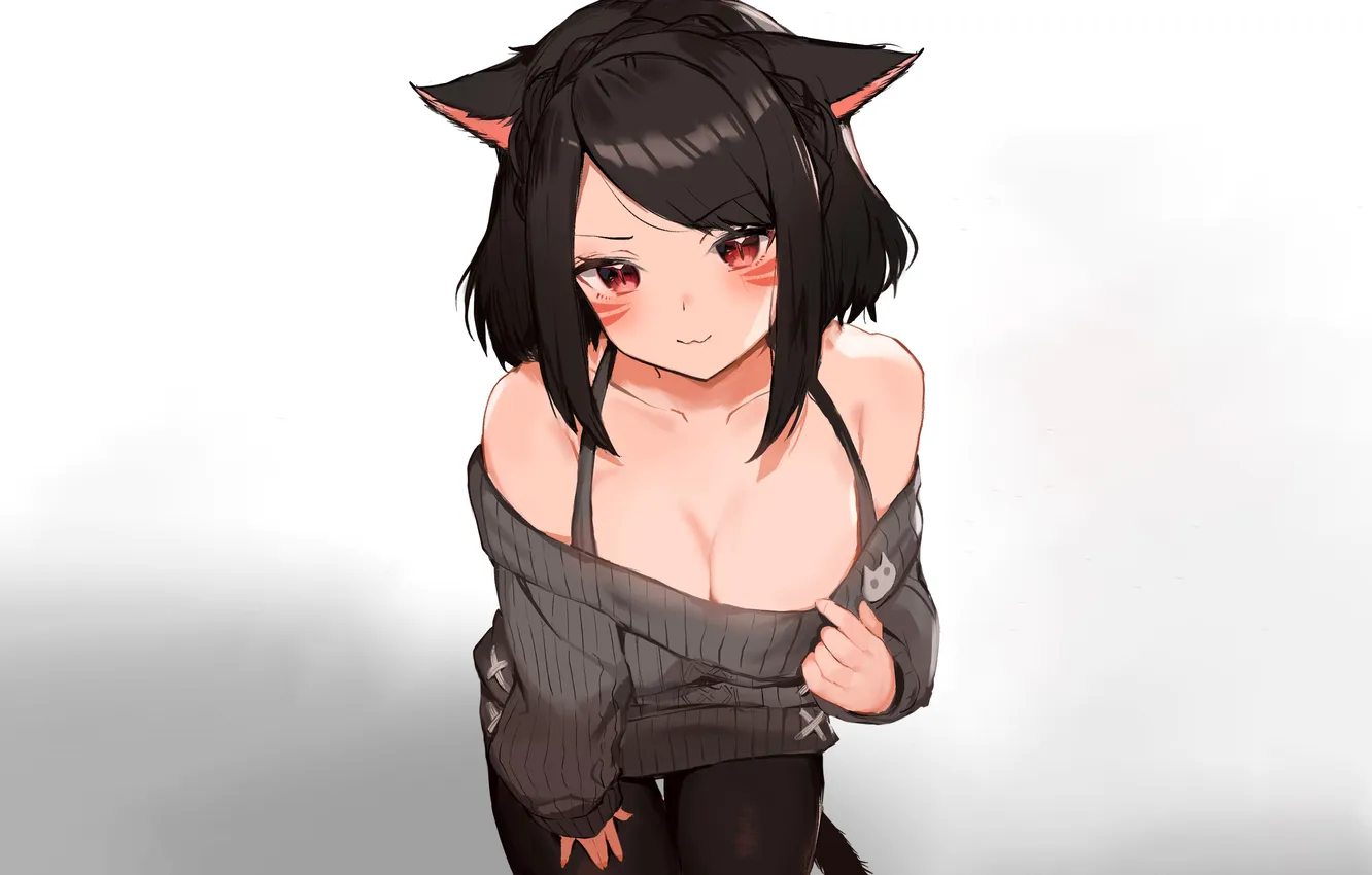 Photo wallpaper girl, sexy, Final Fantasy, cleavage, boobs, animal ears, sexy girl, anime