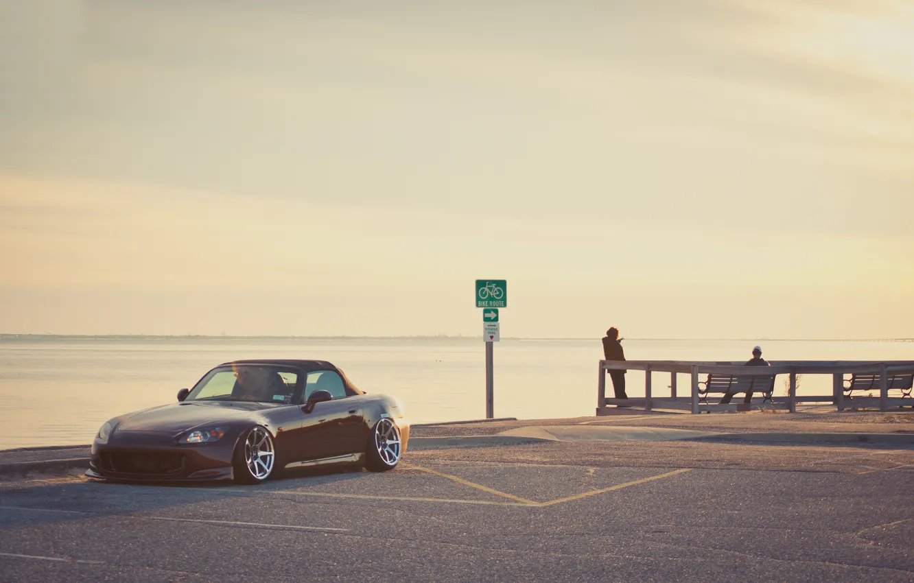 Photo wallpaper asphalt, Parking, Roadster, Honda, Honda, S2000, S-Series