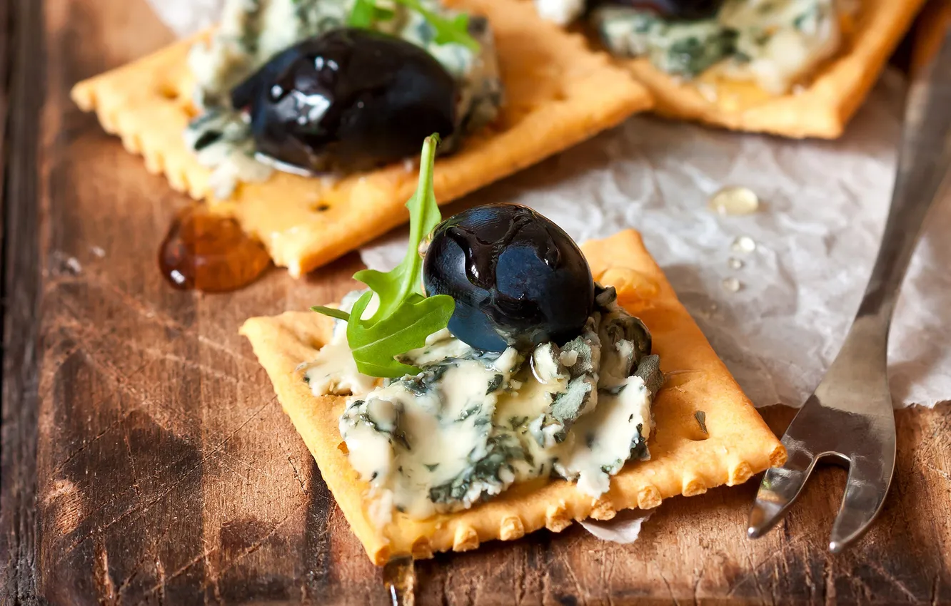 Photo wallpaper food, cheese, honey, grapes, crackers, appetizer