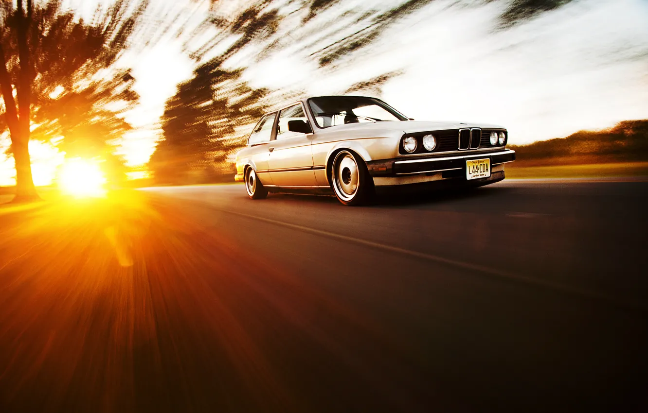Photo wallpaper the sun, BMW, speed, silver, BMW, Blik, Coupe, front