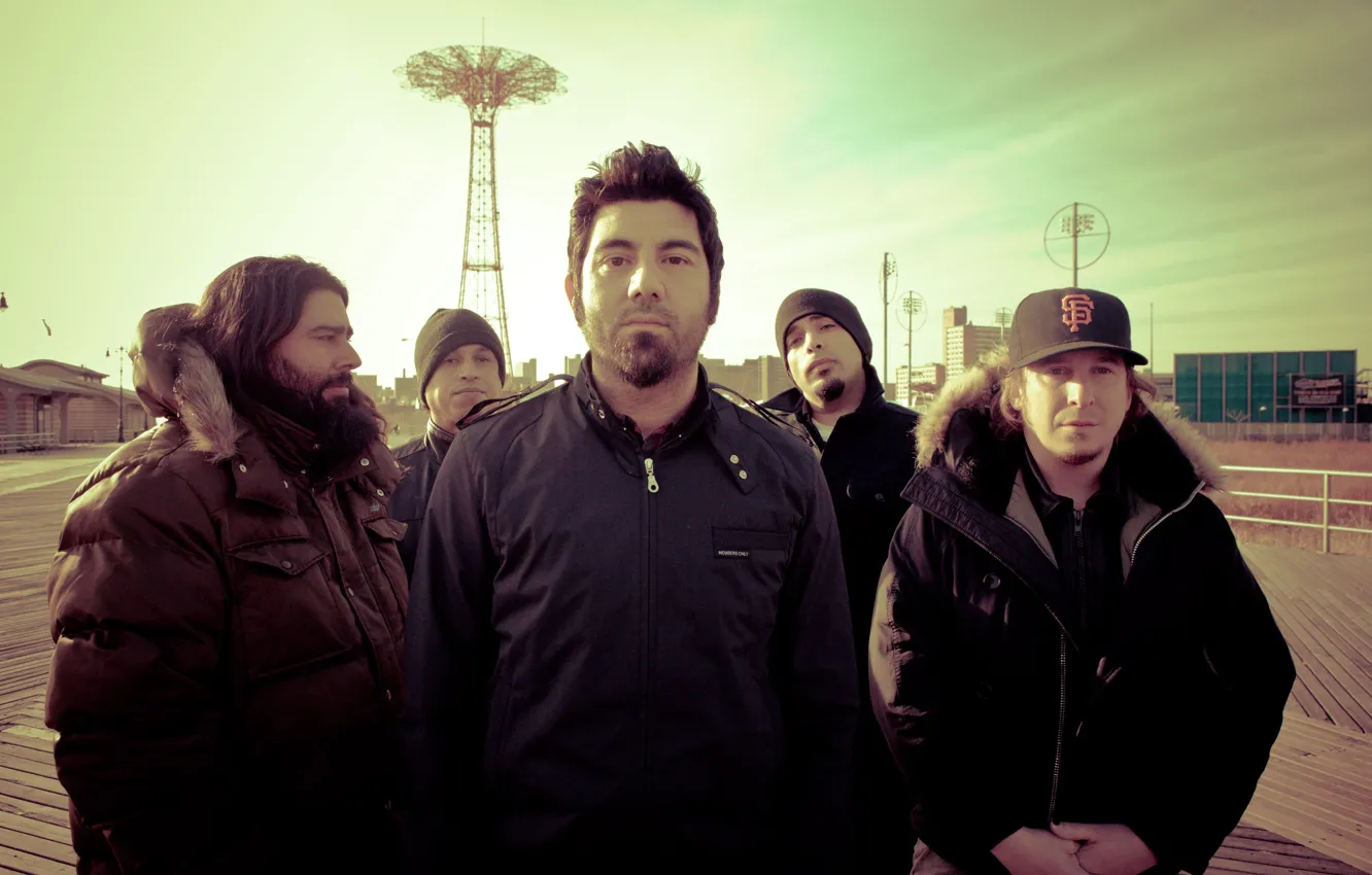 Photo wallpaper nu metal, Deftones, Frank Delgado, Abe Cunningham, Stephen Carpenter, Chino Moreno, Sergio Vega