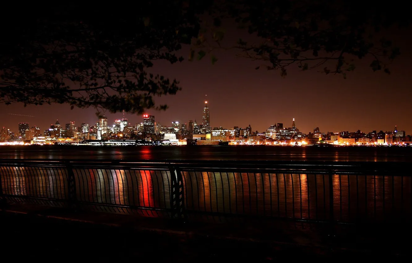 Photo wallpaper night, the city, megapolis, night city lights