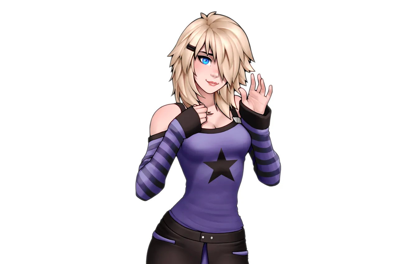 Photo wallpaper chest, girl, body, art, blonde, beauty, blue eyes, Jessica