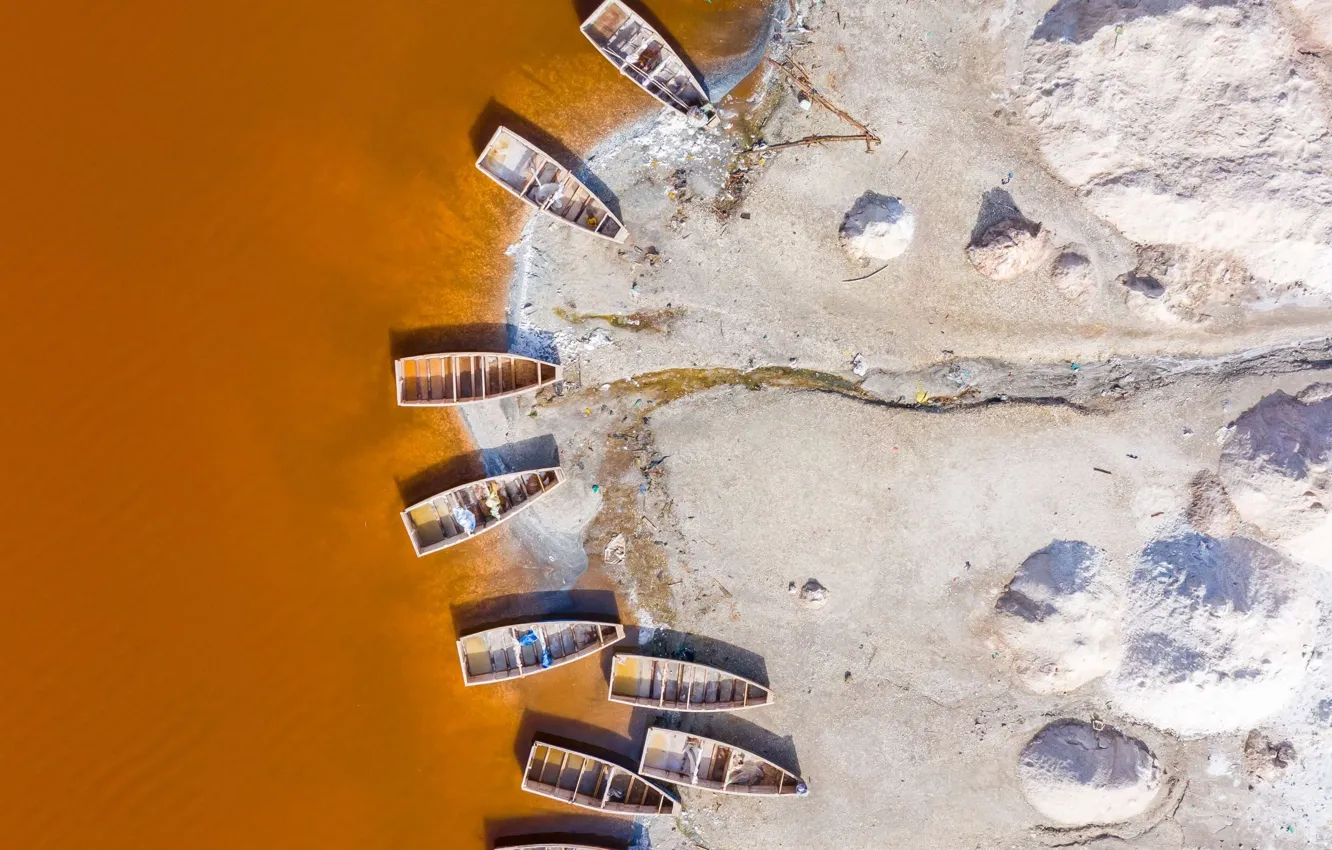 Photo wallpaper beach, shore, boat, Africa, Senegal