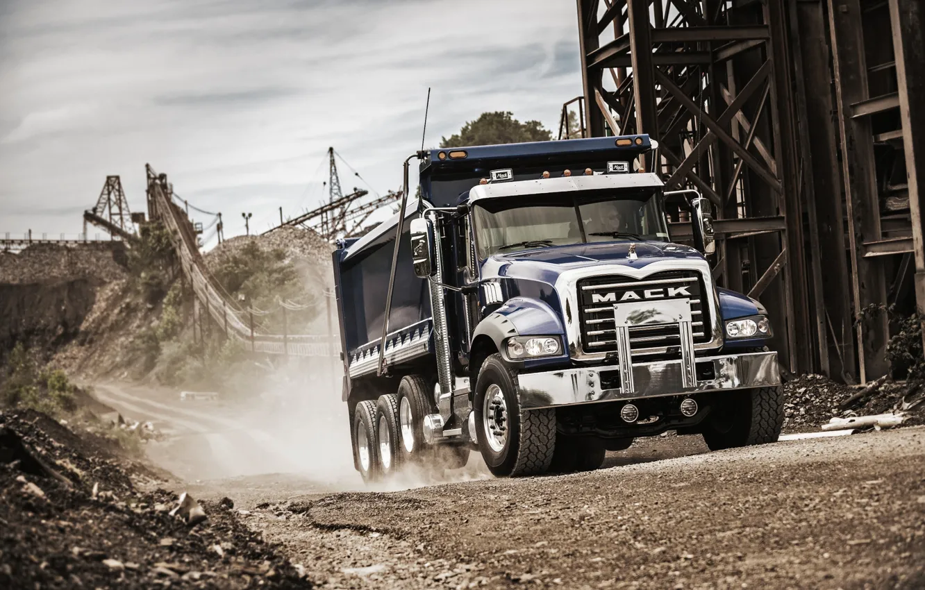 Photo wallpaper truck, quarry, Mack, Granite