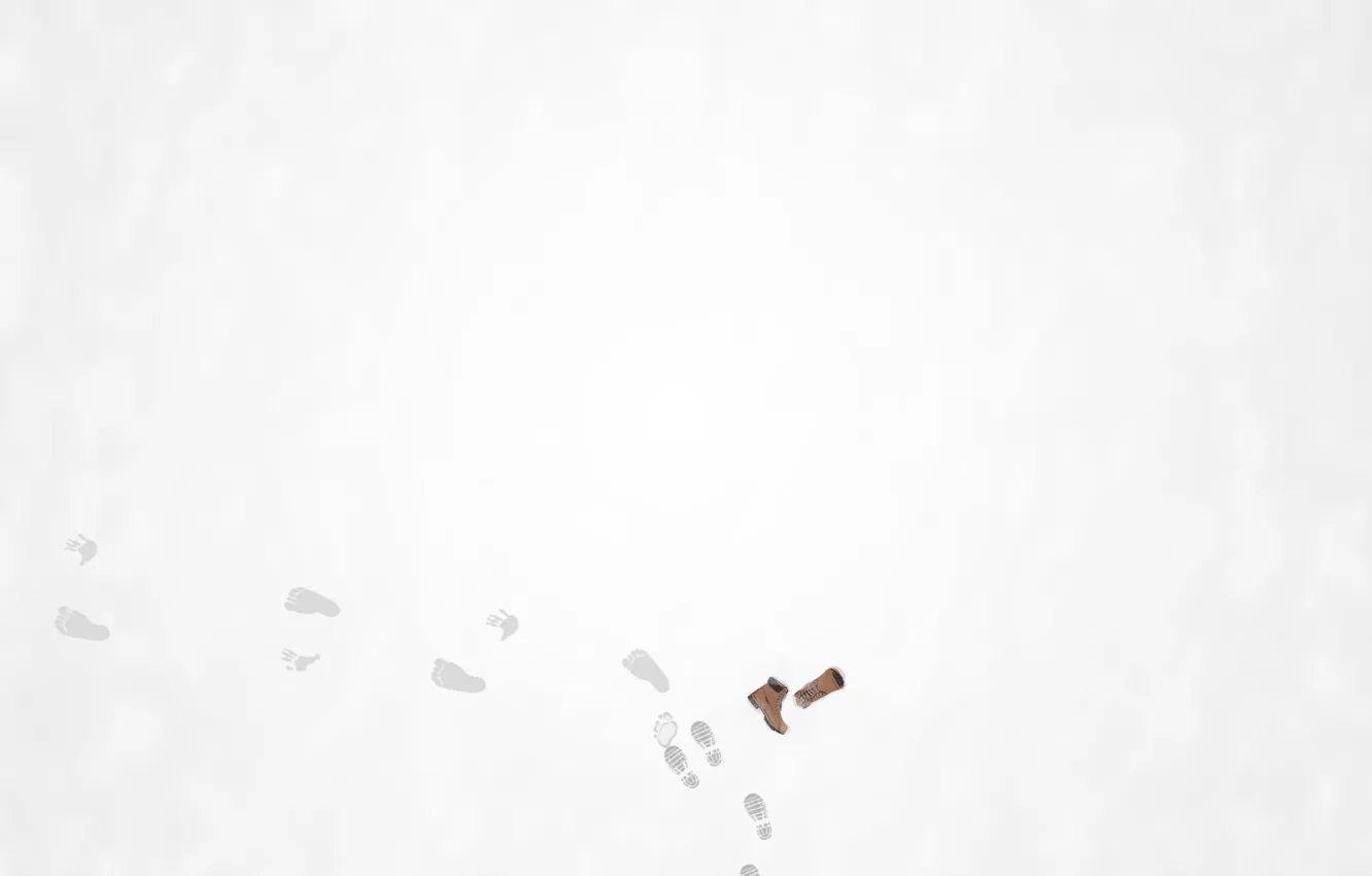 Photo wallpaper snow, traces, blood, minimalism, murder, horror, Yeti, new year