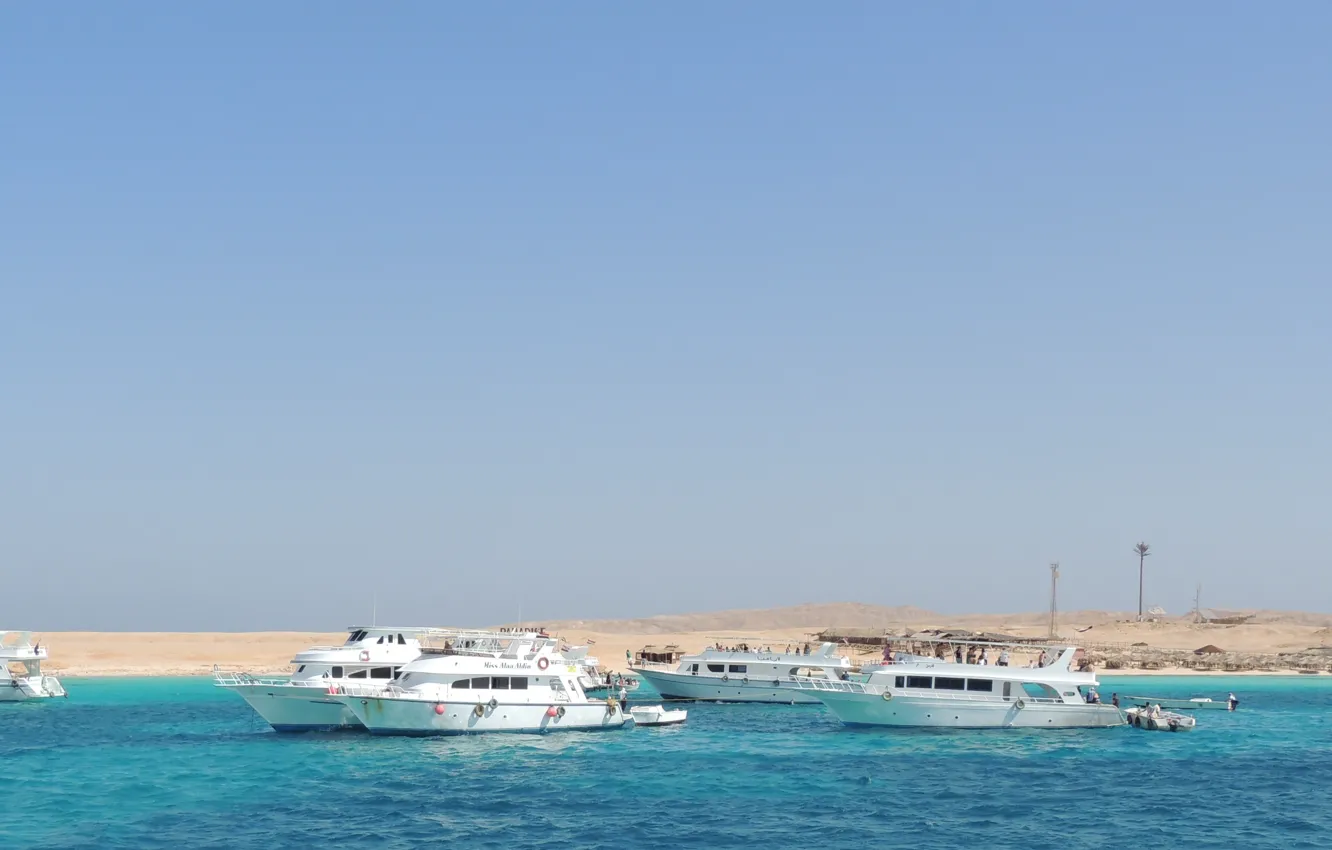 Photo wallpaper sea, landscape, ship