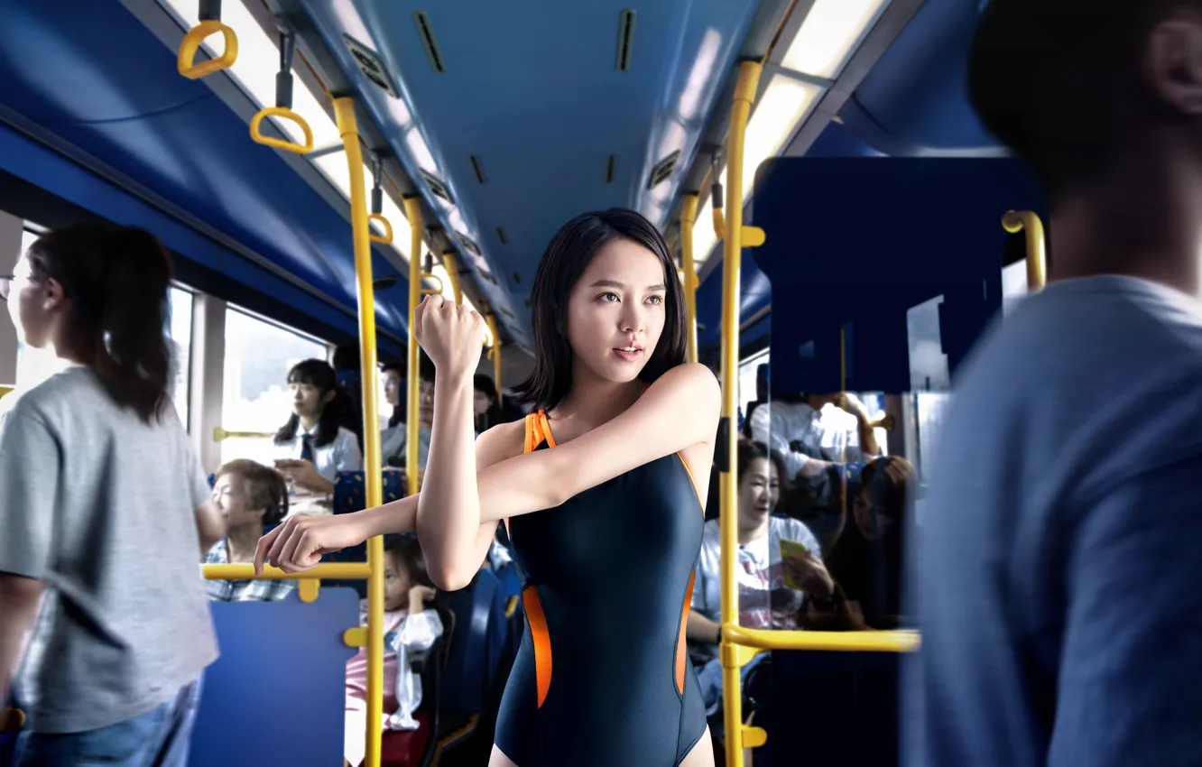 Photo wallpaper girl, people, salon, sports wear, sportswear, swimmer, Yvette Kong, Sports fashion