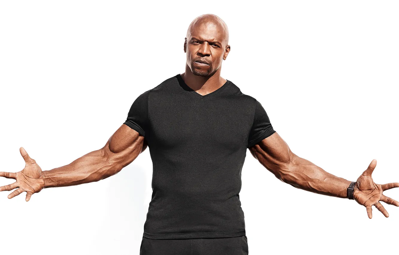 Photo wallpaper look, portrait, hands, t-shirt, actor, white background, athlete, muscles
