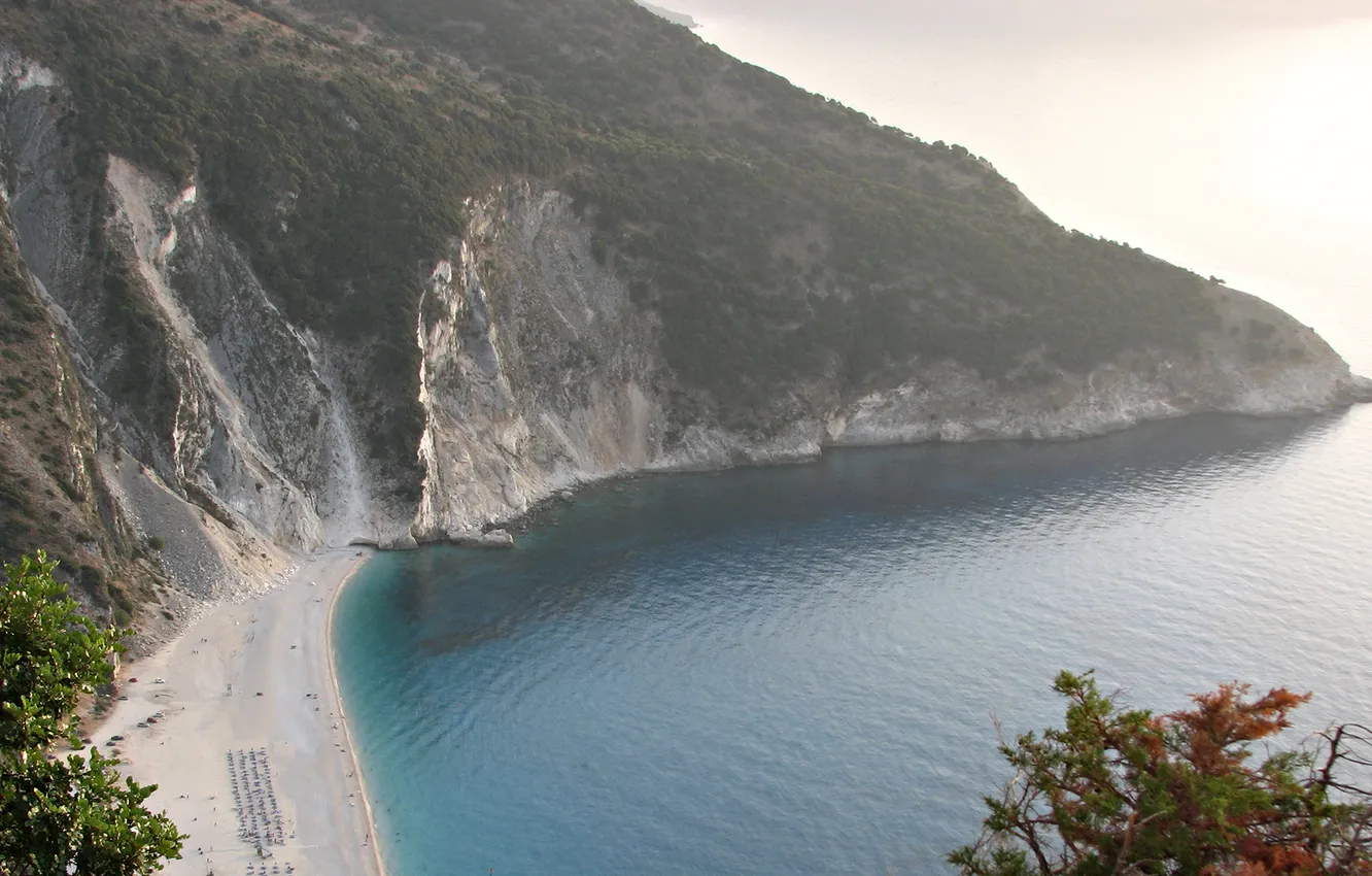 Photo wallpaper sand, sea, beach, trees, nature, the ocean, rocks, beach