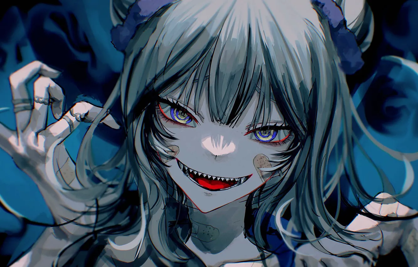 Photo wallpaper girl, monster, fangs