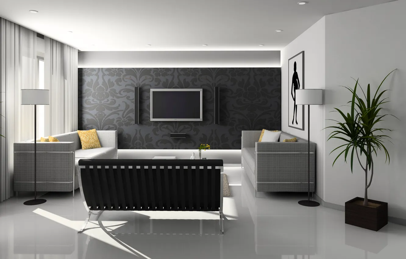 Photo wallpaper room, sofa, Wallpaper, interior