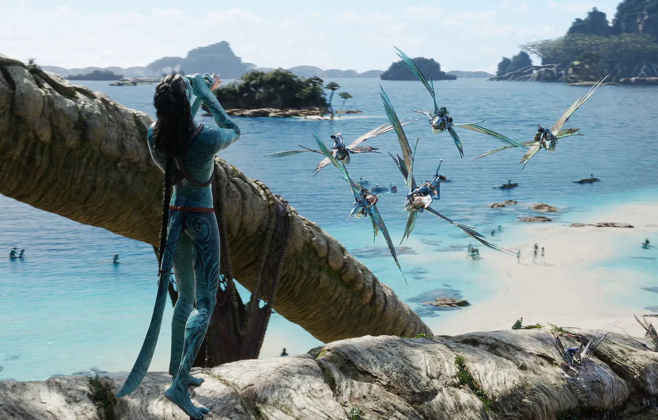 Photo wallpaper Avatar, sea, water, na'vi, Avatar: The Way of Water, ikrans