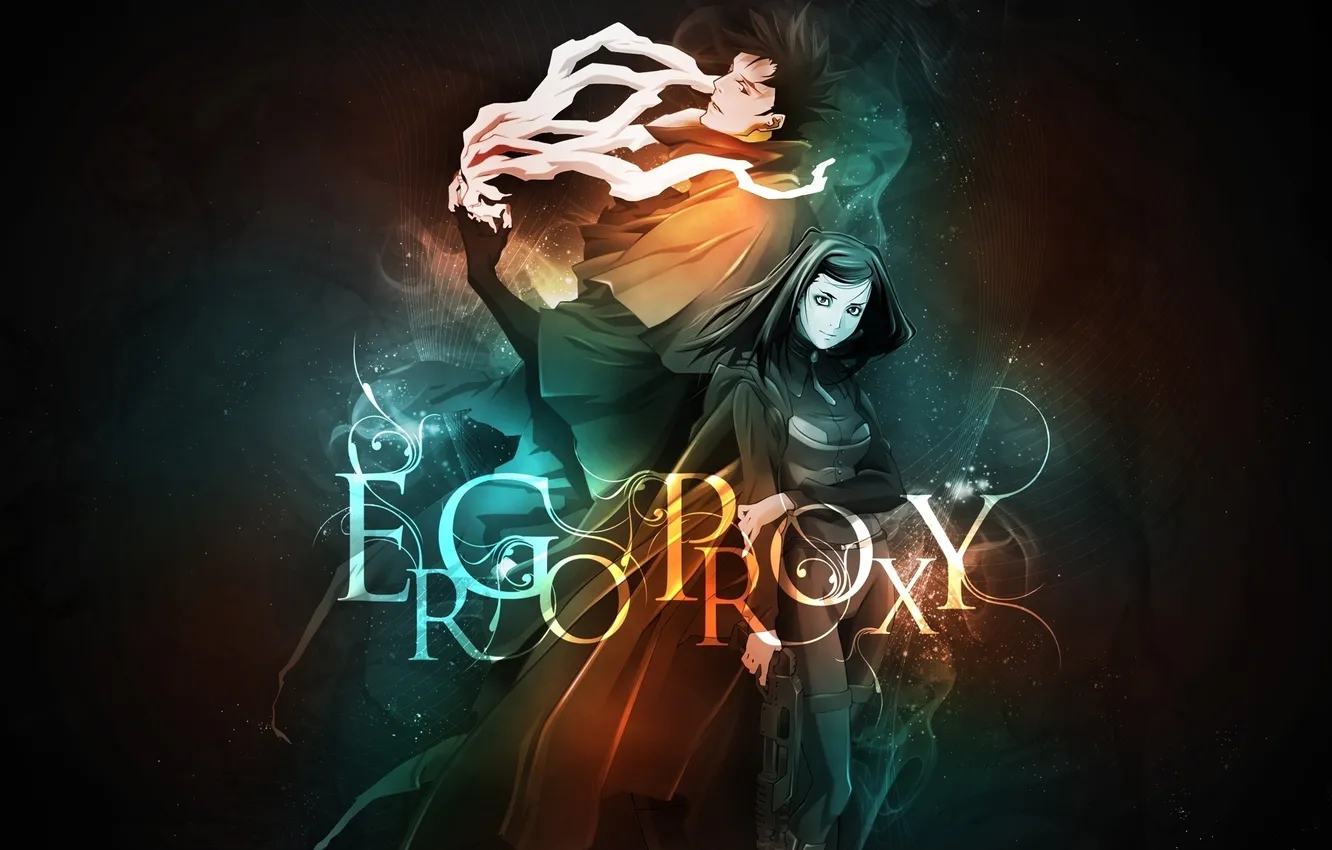 Photo wallpaper look, girl, weapons, texture, guy, Ergo Proxy, RIL Mayer, Ergo Proxy