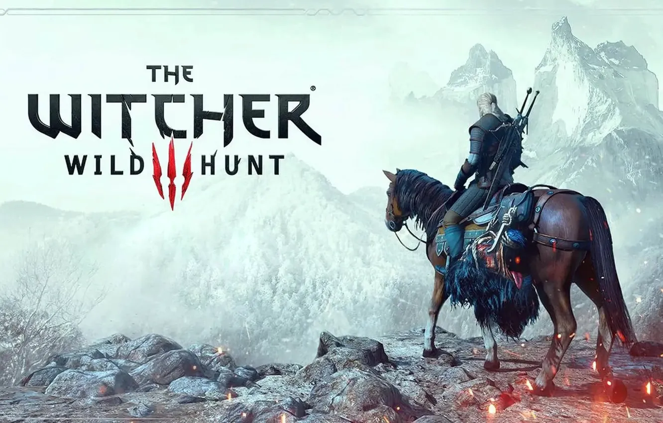 Photo wallpaper Geralt of Rivia, white wolf, The Witcher 3 Wild Hunt, The Witcher 3 Wild Hunt, …
