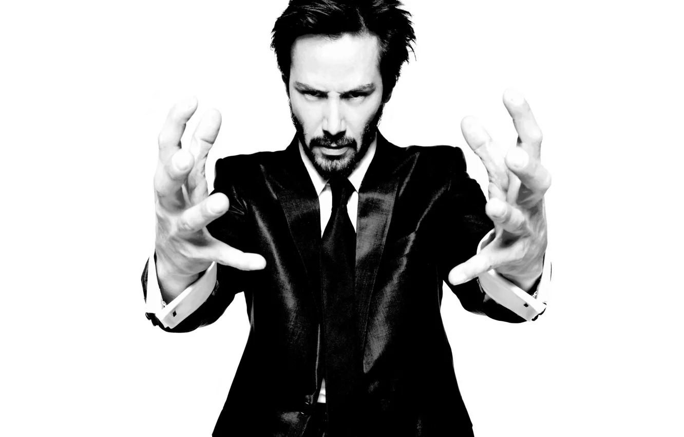 Photo wallpaper hands, b/W, male, fingers, actor, Keanu Reeves, black and white, Keanu Reeves