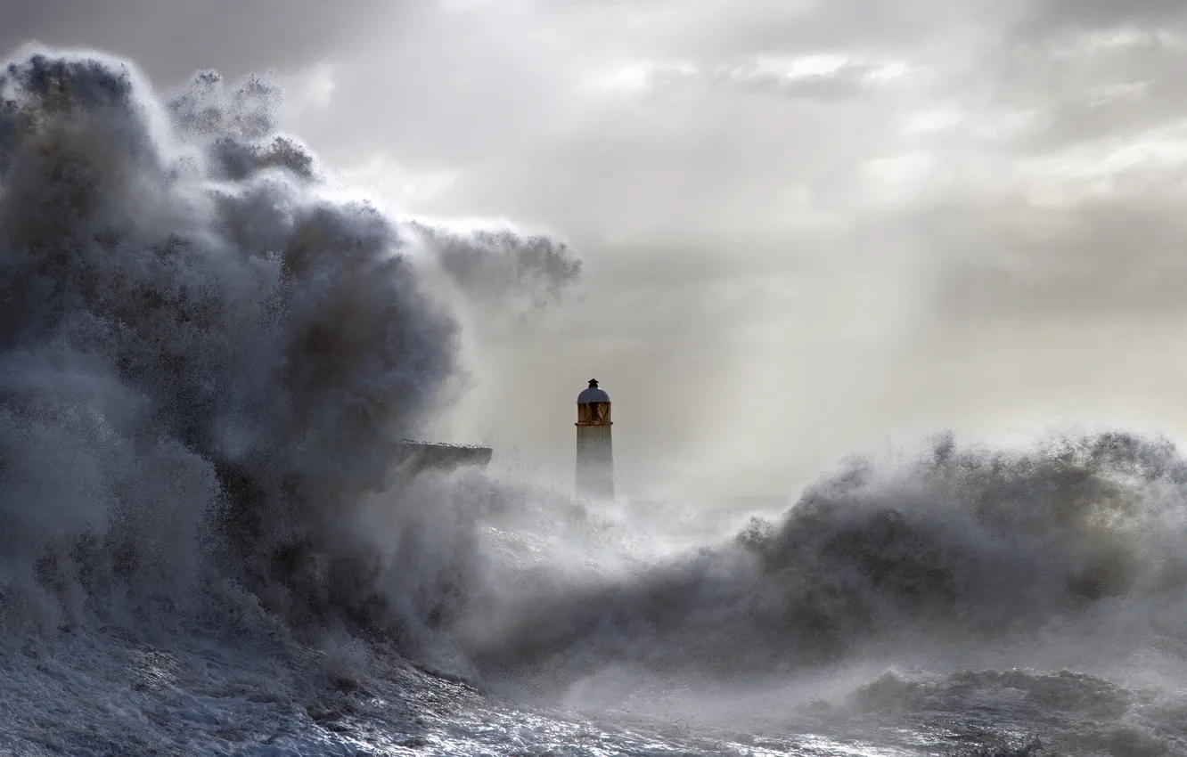 Photo wallpaper sea, landscape, wave, lighthouse