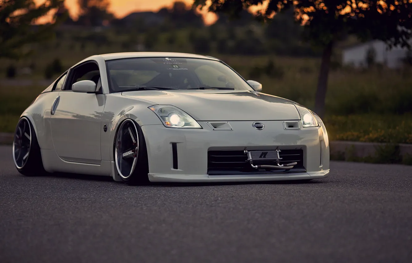 Photo wallpaper the evening, nissan, 350z, drives, radiator, Nissan