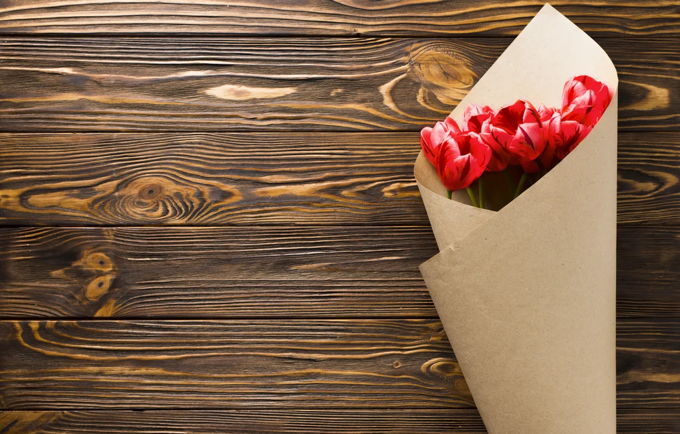 Photo wallpaper flowers, paper, bouquet, tulips