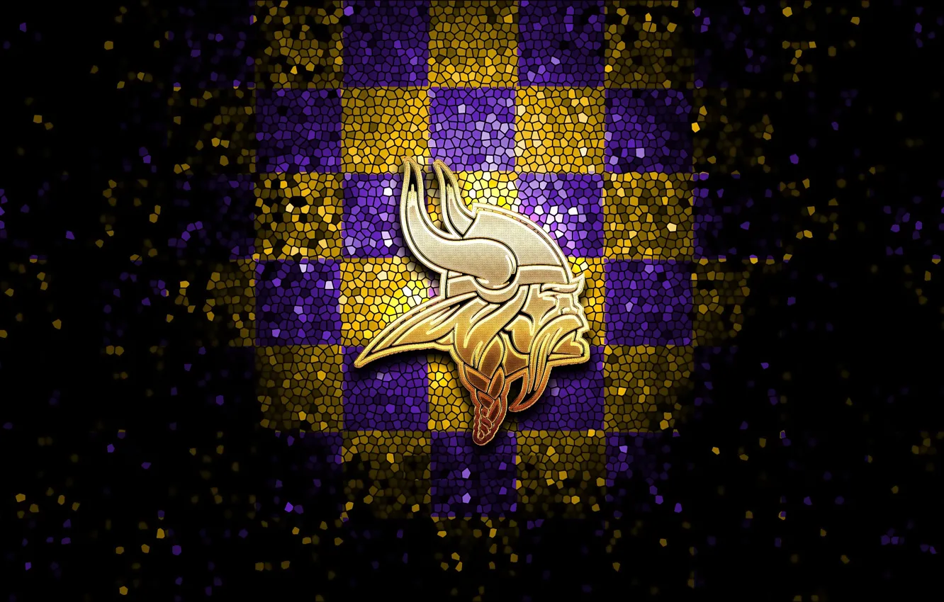 Photo wallpaper wallpaper, logo, Sport, nfl, glitter, checkered, Minnesota Vikings